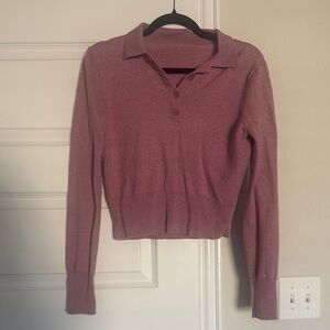 J. Crew Long-Sleeve Polo Cashmere Sweater in Mauve